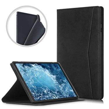 Imagem de LIYONG Capa para tablet Samsung Galaxy Tab A7 2020 T500 / T505 Capa de couro flip horizontal TPU com textura de tecido mármore com suporte de bolsas (cor: preta)