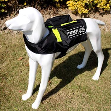 Imagem de haoyueer Peitoral para cães de serviço preto colete para cães com 2 adesivos terapia para cães com bolsos (PP)