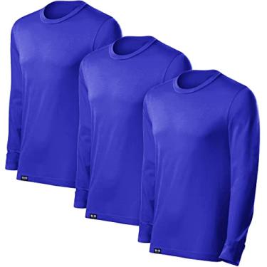 Imagem de Kit com 3 Camisetas Masculina Proteção Solar UV50+ Tecido Ice Gelado Sol - Azul Royal - G