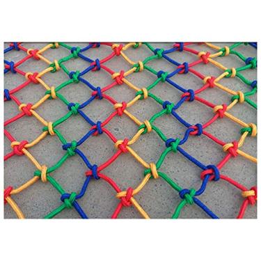 Imagem de XCYYBB Rede de corda de nylon colorida rede segura proteção de escada rede anti-queda rede de corda decoração de telhado para trilhos rede de treliça para plantas de escalada - Multicolorido 3x8m (10x26 pés)