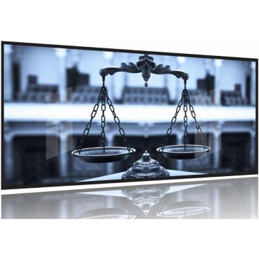 Imagem de Quadro Escritório Advocacia Balança Justiça Azul 130x60 Moldura Preta 2x2