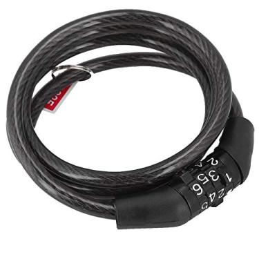 Imagem de Luqeeg Cadeado de Bicicleta de Cabo de Aço, Antifurto, Combinado, Senha Fixa, Preto