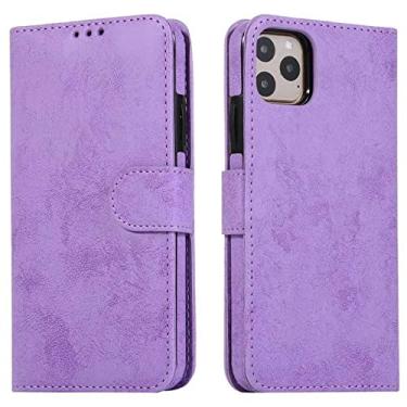 Imagem de Estojo de couro magnético para iPhone 11 Pro Max 13 12 Pro Max 13 Mini XS XR X Carteira destacável para iPhone 8 Plus 7 6 SE 2020, Roxo, Para iPhone13 Mini