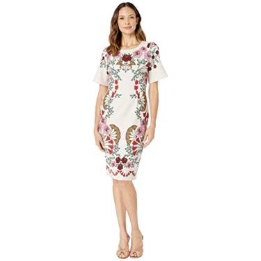 Imagem de Adrianna Papell Vestido feminino com estampa de beleza folclórica, Rosa Multi, 36