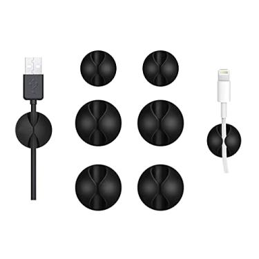 Imagem de Good AZ Store — Grampos de cabo de arame para organizador, braçadeira autoadesiva, sistema de gestão de cabo para carregamento de cabos de fone de ouvido de rede USB para mesa de carro, escritório, casa (pacote com 6 de silicone preto)