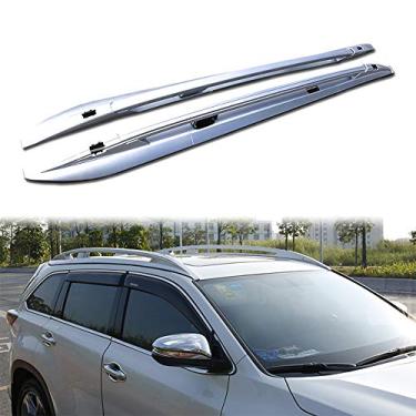 Imagem de UDP 2 peças serve para to-yo-ta Highlander Kluger 2014-2019 Alumínio Trilho Lateral Trilho de Telhado Bagagem Bagagem Bagageiro Prata