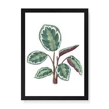 Imagem de Arte Maníacos Quadro Decorativo Planta Seis Folhas e Caule - 23x16,25cm (Moldura caixa em laca preta)