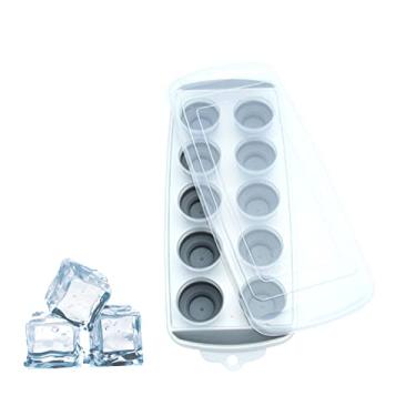 Imagem de Bandeja de cubo de gelo molde de bandeja de gelo com grande capacidade acessórios de barra de cozinha redonda retrátil DIY ferramenta de chocolate de sorvete adequado para coquetéis, vinho, molde de cubo de gelo de champanhe (cor: cinza)