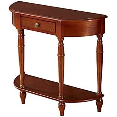 Imagem de KRASS Mesa de console industrial, mesa lateral de decoração de sala de estar mesa de entrada semicírculo com armazenamento, mesa lateral de sofá estreita para corredor de sala de estar, A, 80 * 30 * 80 cm, colecionador88