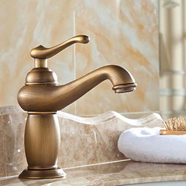 Imagem de Torneira da bacia do banheiro misturador de bronze antigo cobre sólido torneiras para banheiro guindaste, antigo