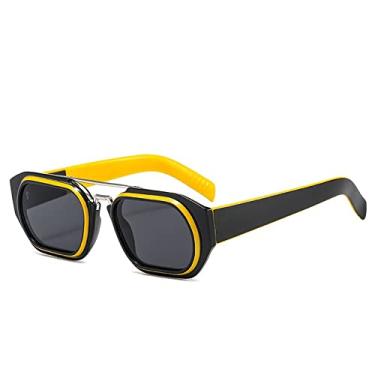 Imagem de Óculos de Sol Quadrado Feminino Vintage Grande Armação Tons Masculino Gafas De Sol Óculos de Sol UV400 Óculos Retângulo Óculos, Amarelo, A