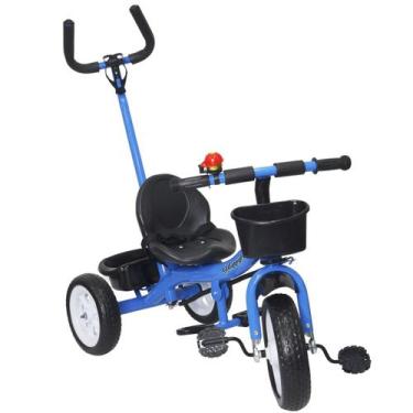 Triciclo Infantil com Capota Haste Empurrador com Pedal Motoca 2