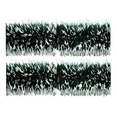 Imagem de Kit 2 Festão Grosso Verde Nevado 2m X 15cm Decoração Natal