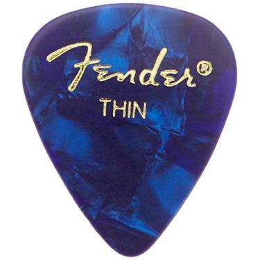 Imagem de Fender Palhetas clássicas de celuloide em forma de 351, pacote com 12, moto azul para guitarra elétrica, guitarra acústica, bandolim e baixo