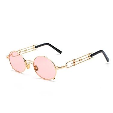 Imagem de Óculos de Sol Retrô Redondo Streampunk Masculino Feminino Designer Metal Óculos de Sol Personalidade Óculos Pequeno Círculo Óculos, 6, Tamanho Único