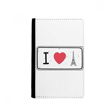 Imagem de Porta-passaporte I Love Torre Eiffel padrão de palavras Notecase Burse carteira capa porta-cartão, Multicolor