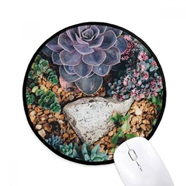 Imagem de Pedra Flor Ciência Natureza Cenário Mouse Pad Desktop Escritório Tapete Redondo para Computador