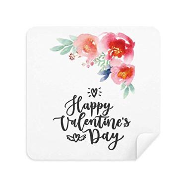 Imagem de DIYthinker Limpador de tela Happy Valentine com citações de flores e tecido de camurça, 2 peças