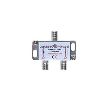 Imagem de Divisor de antena coaxial bidirecional bidirecional para RG6 RG59 5-2300 MHz cabo coaxial HDTV por satélite (2 portas)