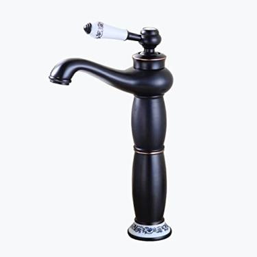 Imagem de LIDON Torneira preta banheiro torneira da pia do banheiro furo único latão preto furo único torneira do banheiro torneira do lavatório torneira do banheiro preto para lavatório, preto B (cor: preto D)