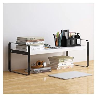 Imagem de KIZQYN Estante pequena arte de ferro simples estante organizador de mesa prateleira de armazenamento de escritório prateleira de exibição para materiais de escritório estante (cor: preto-b, tamanho: 40x20x18cm)