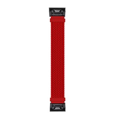 Imagem de KAPPDE 22 26mm Quickfit pulseira de relógio para Garmin Fenix 7 7X 6 6X Pro 5X 5 Plus 3HR 935 945 S60 MK1 trançado Solo Loop Nylon Watch Band (Cor: Vermelho, Tamanho: Fenix 6X 5X-155mm)