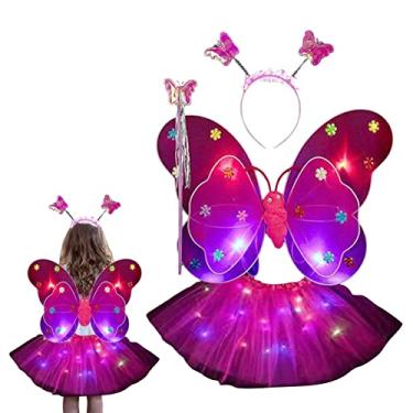 Imagem de fantasia fada princesa | vestido fada com luz LED – Inclui saia LED e varinha asfada e faixa cabeça para festa pijama
