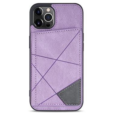 Imagem de Estojo de couro tipo carteira de luxo para iPhone 13 12 11 Pro 6 7 8 Plus X XR XS Max Stand Cover Slots para cartão, roxo, para iPhone XR