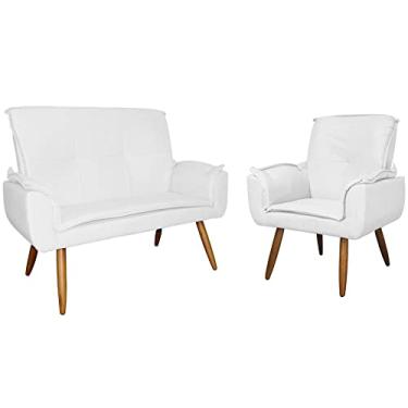 Imagem de Kit 1 Namoradeira mais 1 Poltrona Emília Suede Cores - DS Estofados