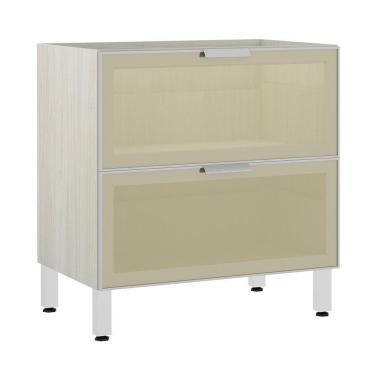 Imagem de Balcão Sem Tampo 80cm Misto Alumínio/vidro Reflecta Bronze Lis Luciane Legno Crema