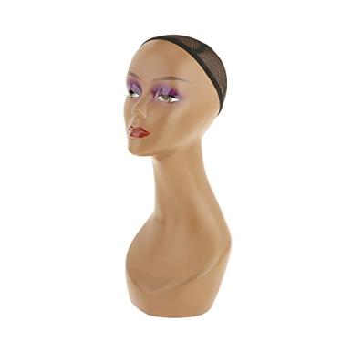 Imagem de DYNWAVE Cabeças de Manequim de Fibra Sintética com Grampos Livres Cabeças de Manequim Bonecas para Cabeleireiros Modelos de Treinamento para Cabeleirei, Costura reta preta