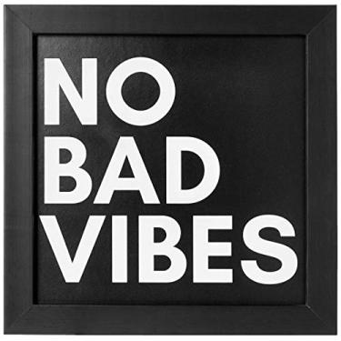 Imagem de Arte Maníacos Quadro Decorativo No Bad Vibes Fundo Preto - 32,5x23cm (Moldura caixa em laca preta)