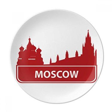 Imagem de Moscow Rússia Placa Padrão de Marco Vermelho Decorativa Porcelana Salver Prato de Jantar