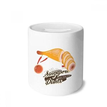 Imagem de DIYthinker Caixa de moedas de cerâmica tradicional de Singapura, frango hainanês, presente de cofrinho