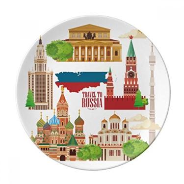 Imagem de Rússia Landmark Placa de ilustração com símbolo nacional de porcelana, Prato de jantar