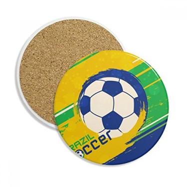 Imagem de Caneca de futebol brasileiro, futebol americano, esportes, copo, copo, proteção de mesa, pedra absorvente