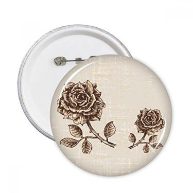 Imagem de Broches redondos de plantas de flor marrom rosa antigo decoração de roupas 5 peças presente