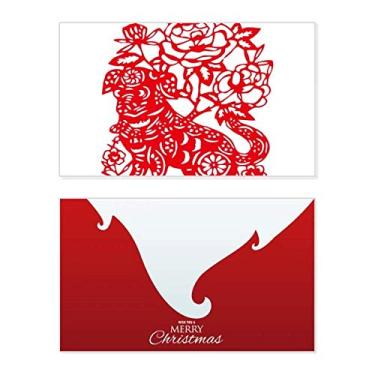 Imagem de Cão de corte de papel chinês Ano Novo Feriado Feliz Natal Cartão de parabéns Mensagem de Natal Letra