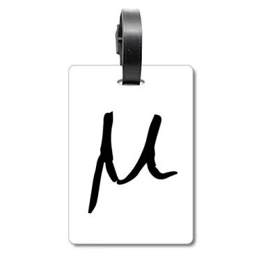 Imagem de Alfabeto Grego Mu Silhueta Preta Bolsa Etiqueta Bagagem Cartão Scutcheon Etiqueta