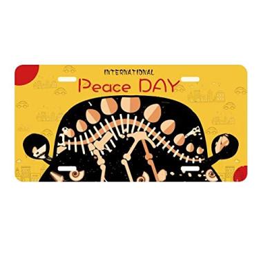 Imagem de DIYthinker Placa de carro estegossauro grande grama de dinossauro, placa de automóvel, decoração de carro