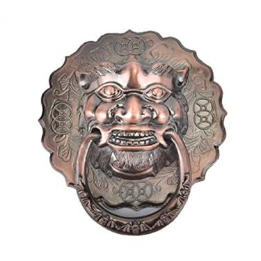 Imagem de Maçanetas de porta em Leão antigo Batente de porta Maçanetas e maçanetas de madeira com cabeça de leão para casa estilo bronze vintage, 140 mm