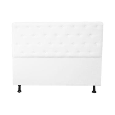 Imagem de Cabeceira Casal Super King  Juliana 195cm Para Cama Box Suede Branco - DS Estofados