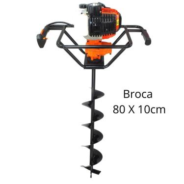 Imagem de Perfurador de Solo Profissional Vulcan Trent VPS520 á Gasolina 2 Tempos 52cc 2,5hp com Broca 80x10cm e Pino Trava Ideal Para Todos Tipos de Solo