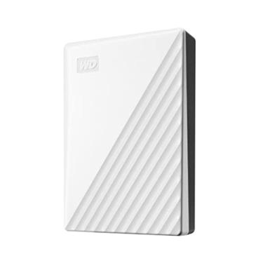 Imagem de Disco rígido externo portátil WD 5TB My Passport com proteção por senha e software de backup automático, branco - WDBPKJ0050BWT-WESN