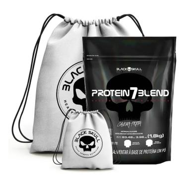 Imagem de WHEY PROTEIN 7 BLEND (SC) 900G + MOCHILA IMPERMEAVEL ESPORTIVA BRANCA - BLACK SKULL (CHOCOLATE)-Unissex