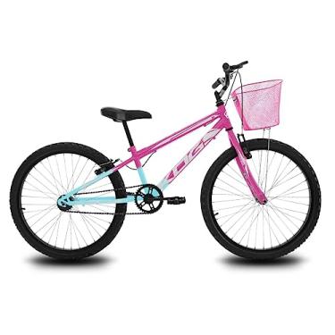Imagem de Bicicleta Infantil Aro 24 KOG Feminina com Cestinha, Azul Degrade e Branco