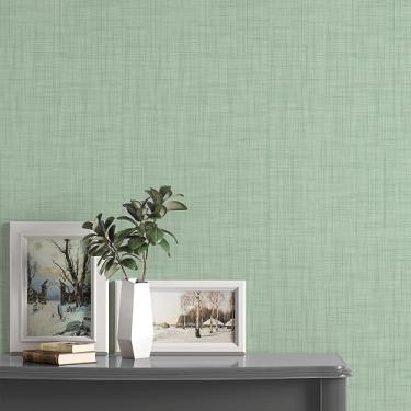 Imagem de Papel de Parede Linho Verde Adesivo Lavável