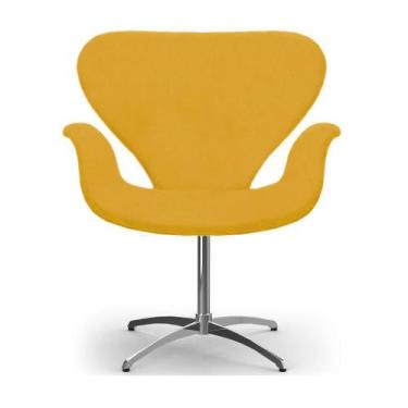 Imagem de Cadeira Decorativa Poltrona Tulipa Amarela Base Giratória - Clefatos