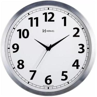 Imagem de Relógio De Parede Herweg Step 6710 Alumínio Escovado 24cm