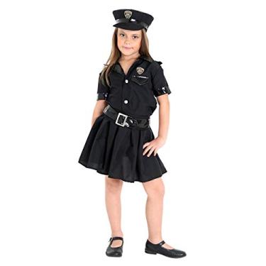 Imagem de Fantasia Policial Feminina Infantil 935125-g Sulamericana Fantasias Preto G 10/12 Anos
